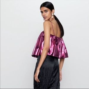 NEW ZARA Pink Metallic Top SIZE M